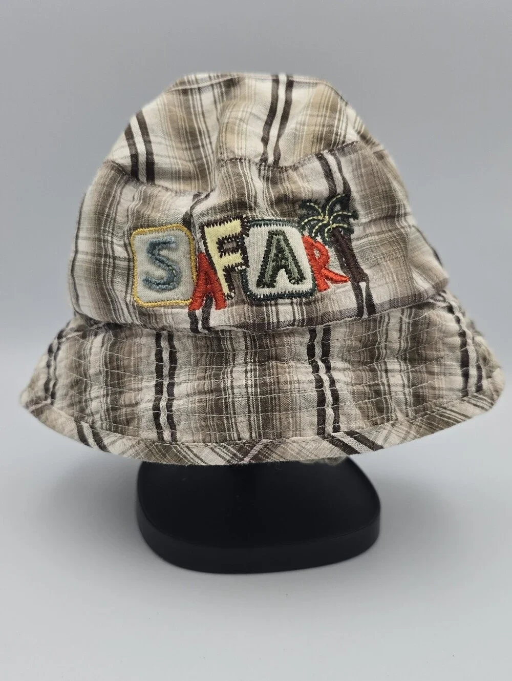 Infant 100% Cotton Plaid Safari Sun Bucket Hat